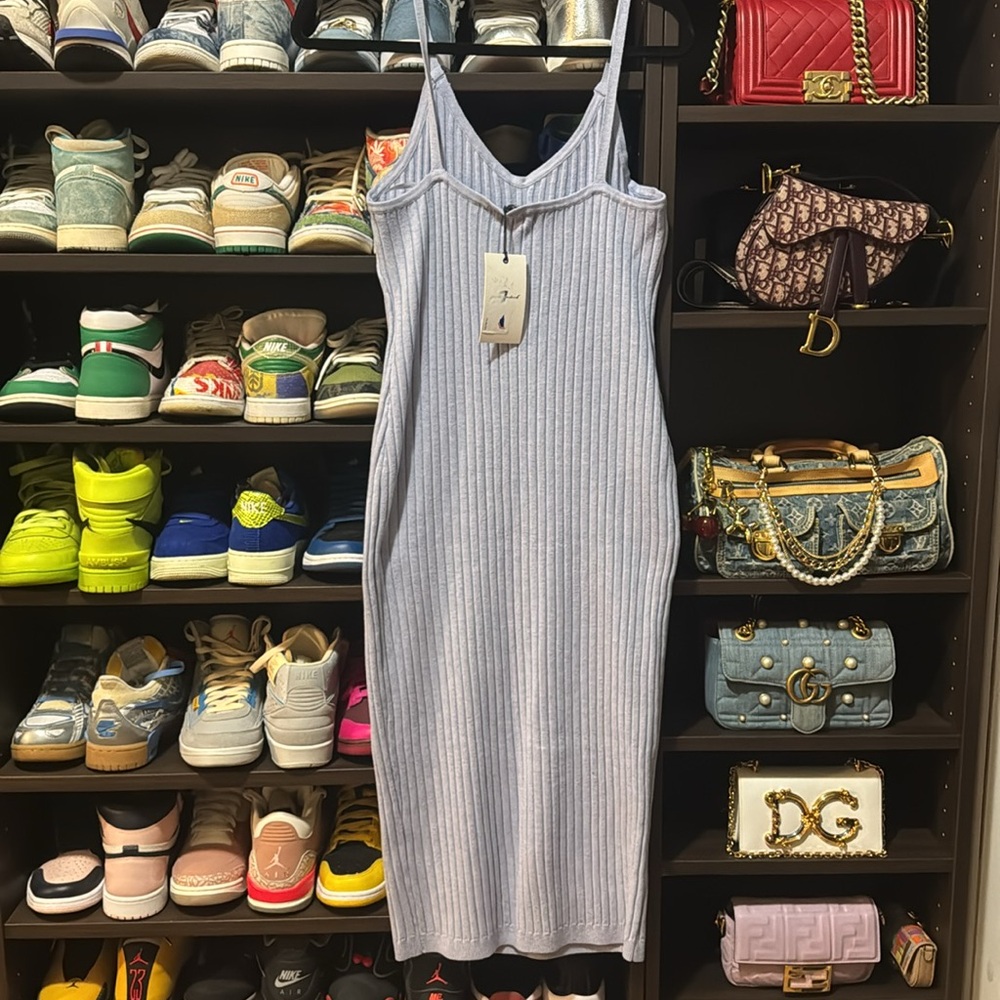 7 For All Mankind Lavender Ribbed Midi Dress - Picture 3 of 4